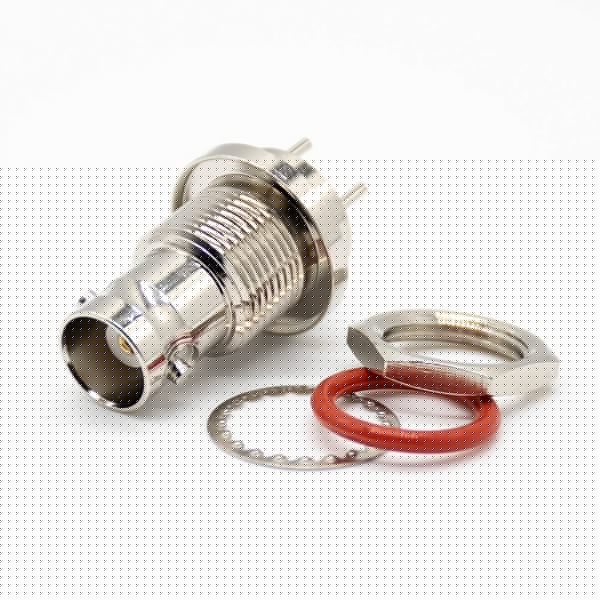 BNC接頭防水母頭直式標準75ΩPCB板安裝插孔鍍鎳連接器