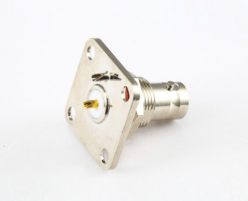 接線BNC連接器焊接用于RG5950Ω母頭直式面板安裝前鎖穿墻4孔法蘭